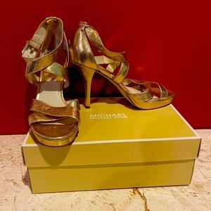 Michael Kors, heels, like new, gold